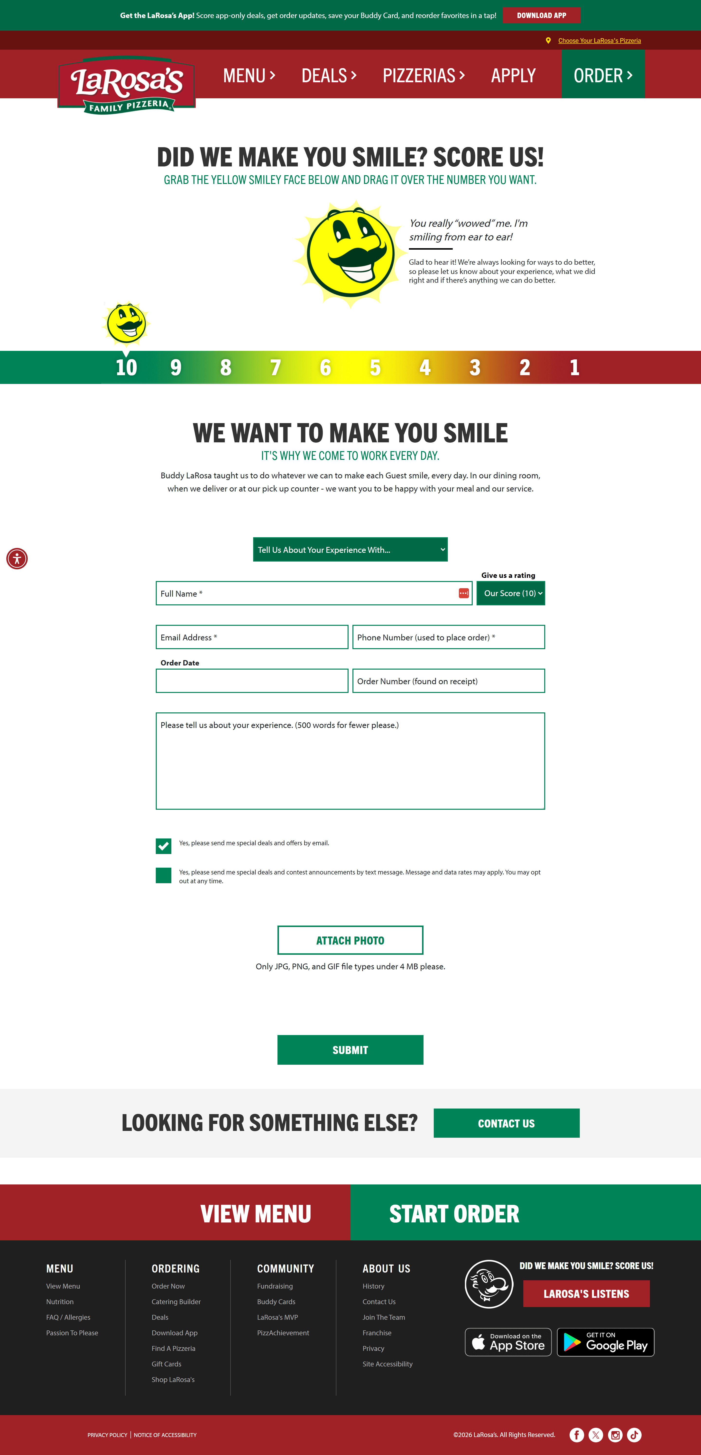 The LaRosa's website