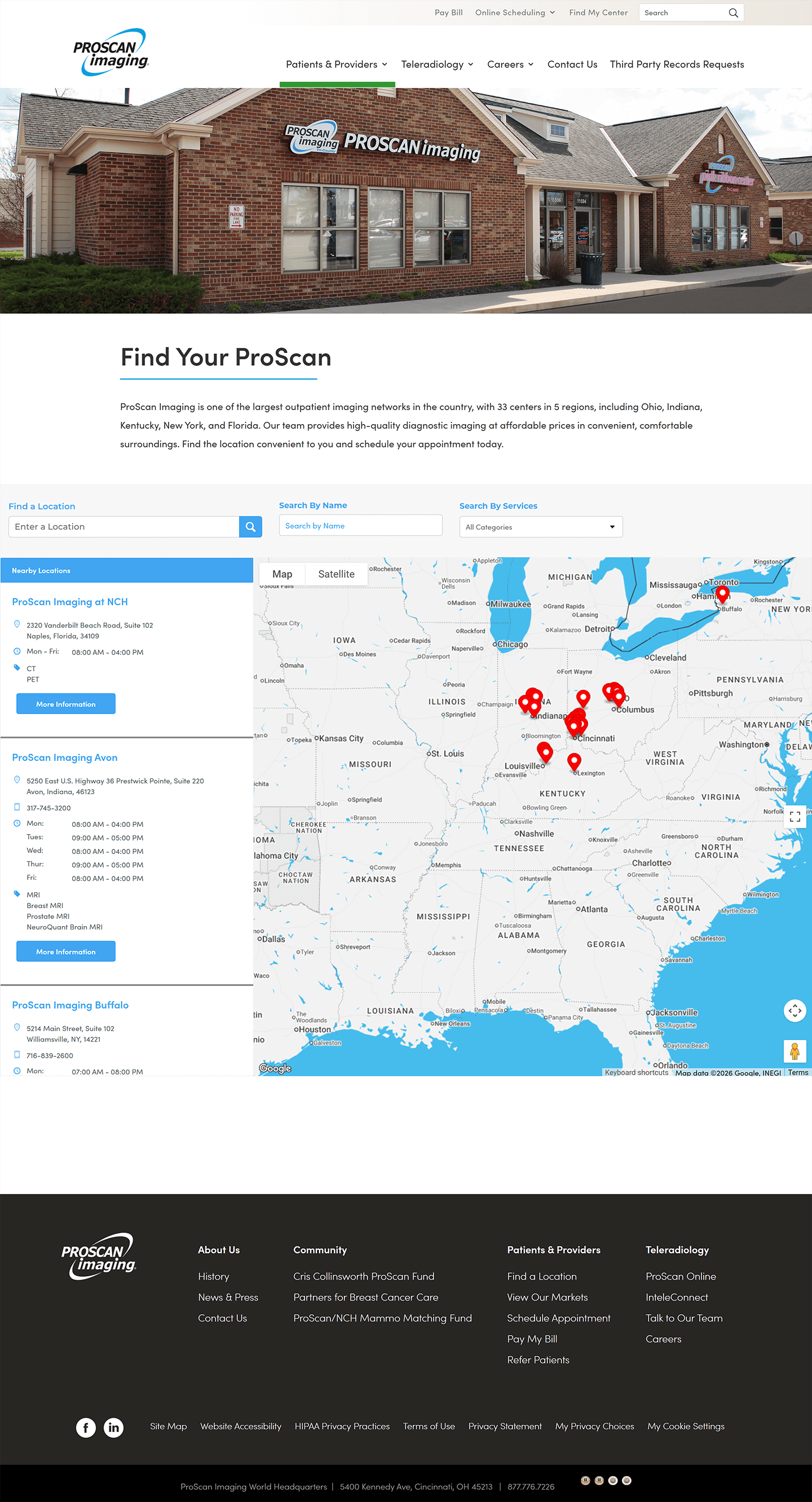 A mockup of the final Proscan homepage design.