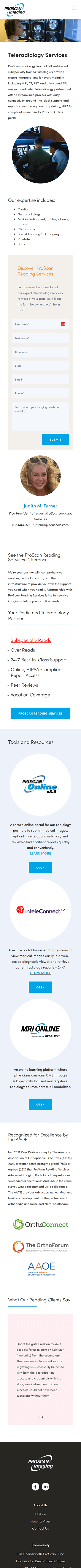 A mockup of the final Proscan contact page design.